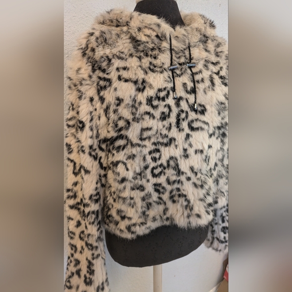 NWT Beautiful Fur Adrienne Landau Leopard Hoodie - Picture 14 of 16